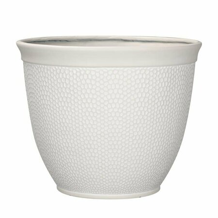 L&G SOLUTIONS 13 in. H X 16 in. D Polyresin Shea Planter White PVI4616TWI